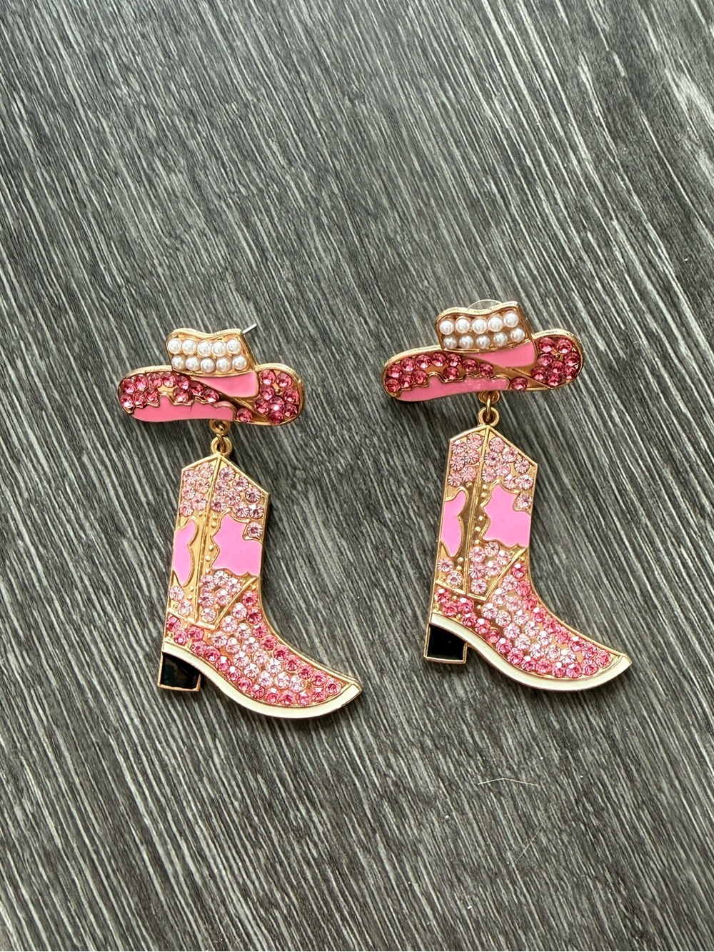 Pink Cowboy Boot & Hat Dangle Earrings